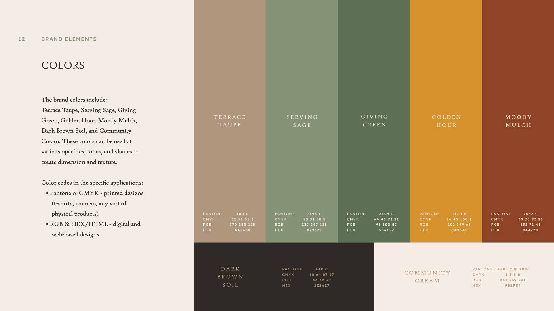 Fossil Creek Tree Farm brand design color palette