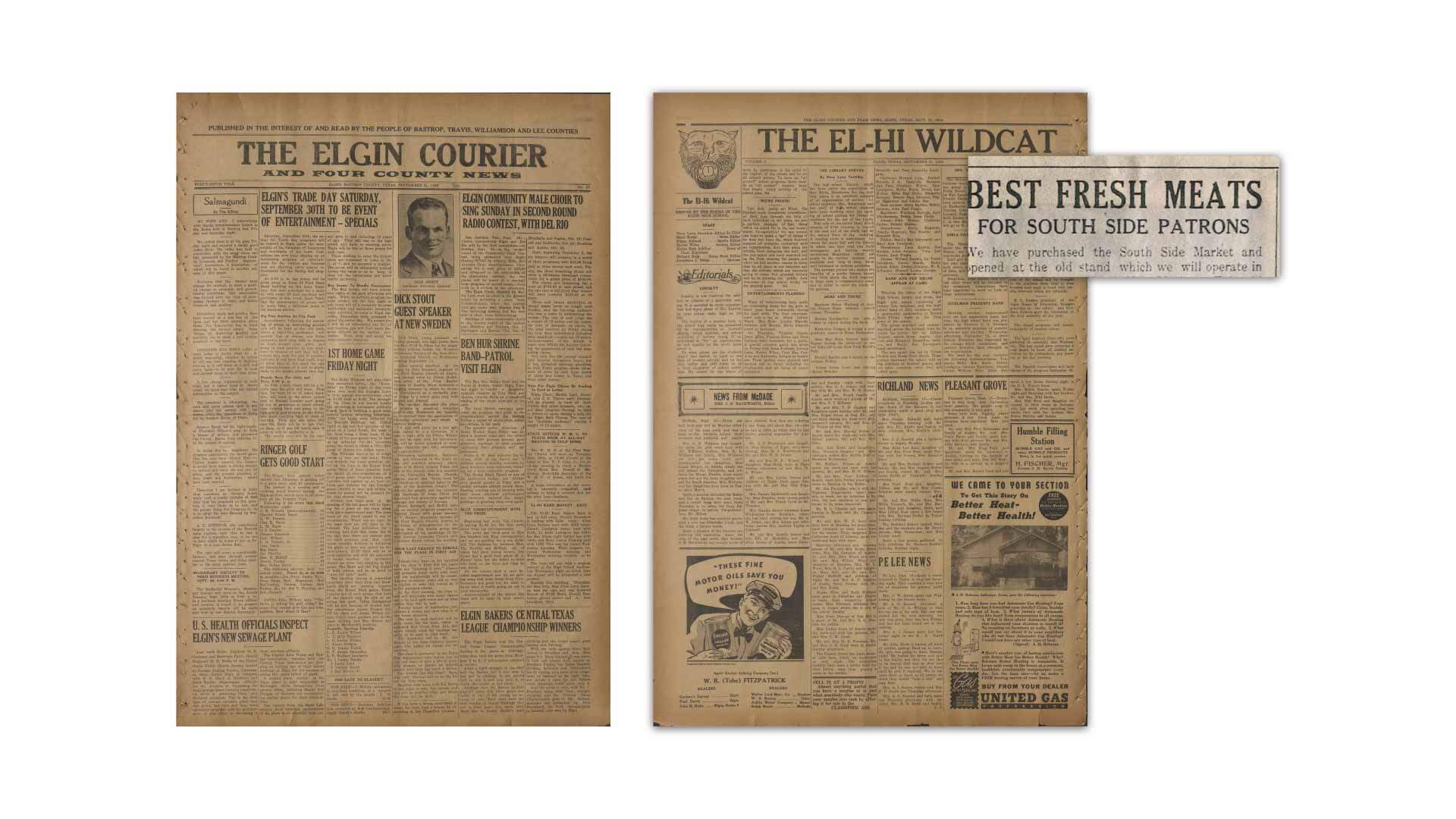 Southside Market & Barbeque brand refresh mood board depicting vintage newspaper snippets