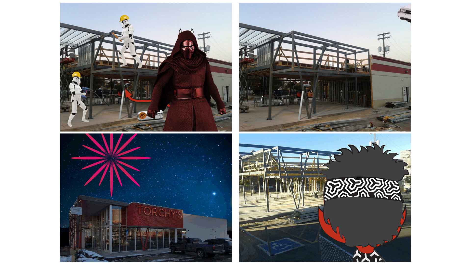 Creative social media content for the Twitter/X construction updates campaign for the launch of Torchy's Tacos Denver