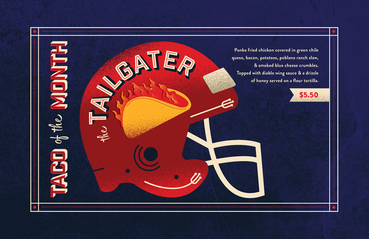 Graphic design poster for Torchy's Tacos Taco of the Month, The Tailgater, version 3