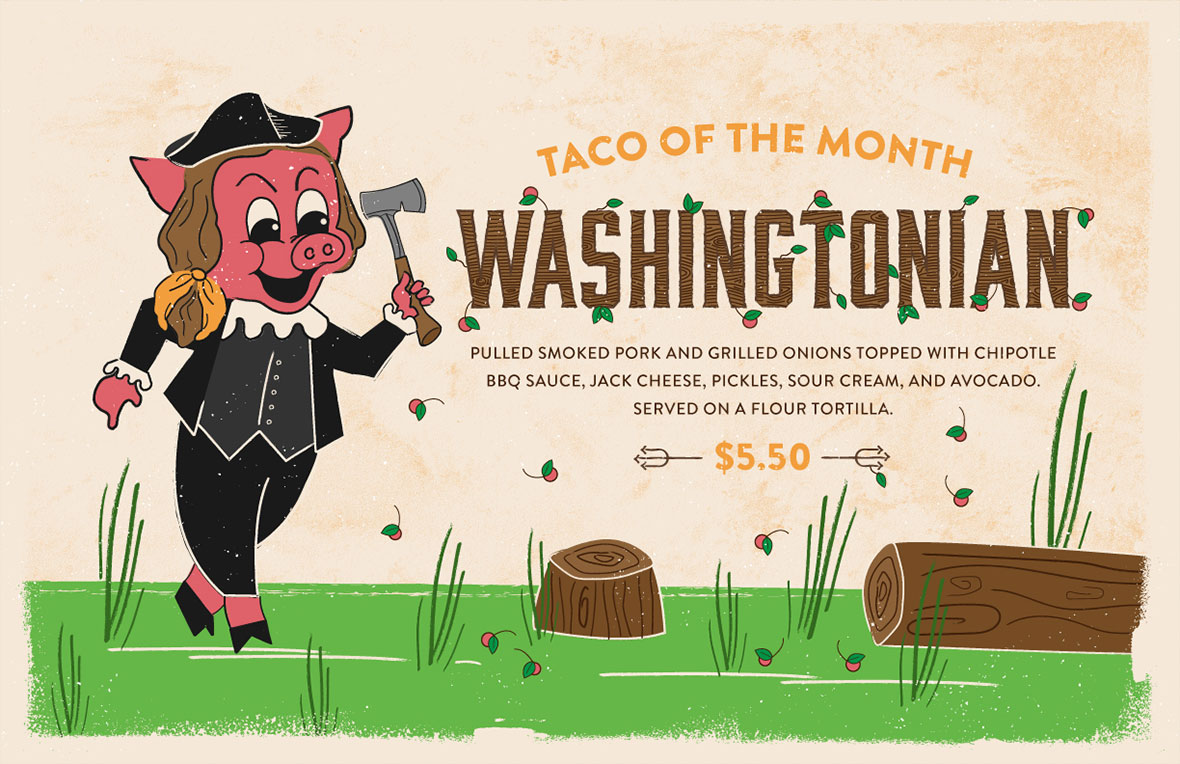 Graphic design poster for Torchy's Tacos Taco of the Month, The Washingtonian, version 4