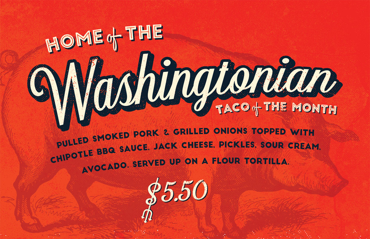Graphic design poster for Torchy's Tacos Taco of the Month, The Washingtonian, version 3