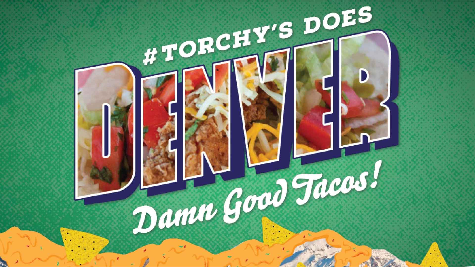 Graphic design for the launch of Torchy's Tacos firs location outside of Texas