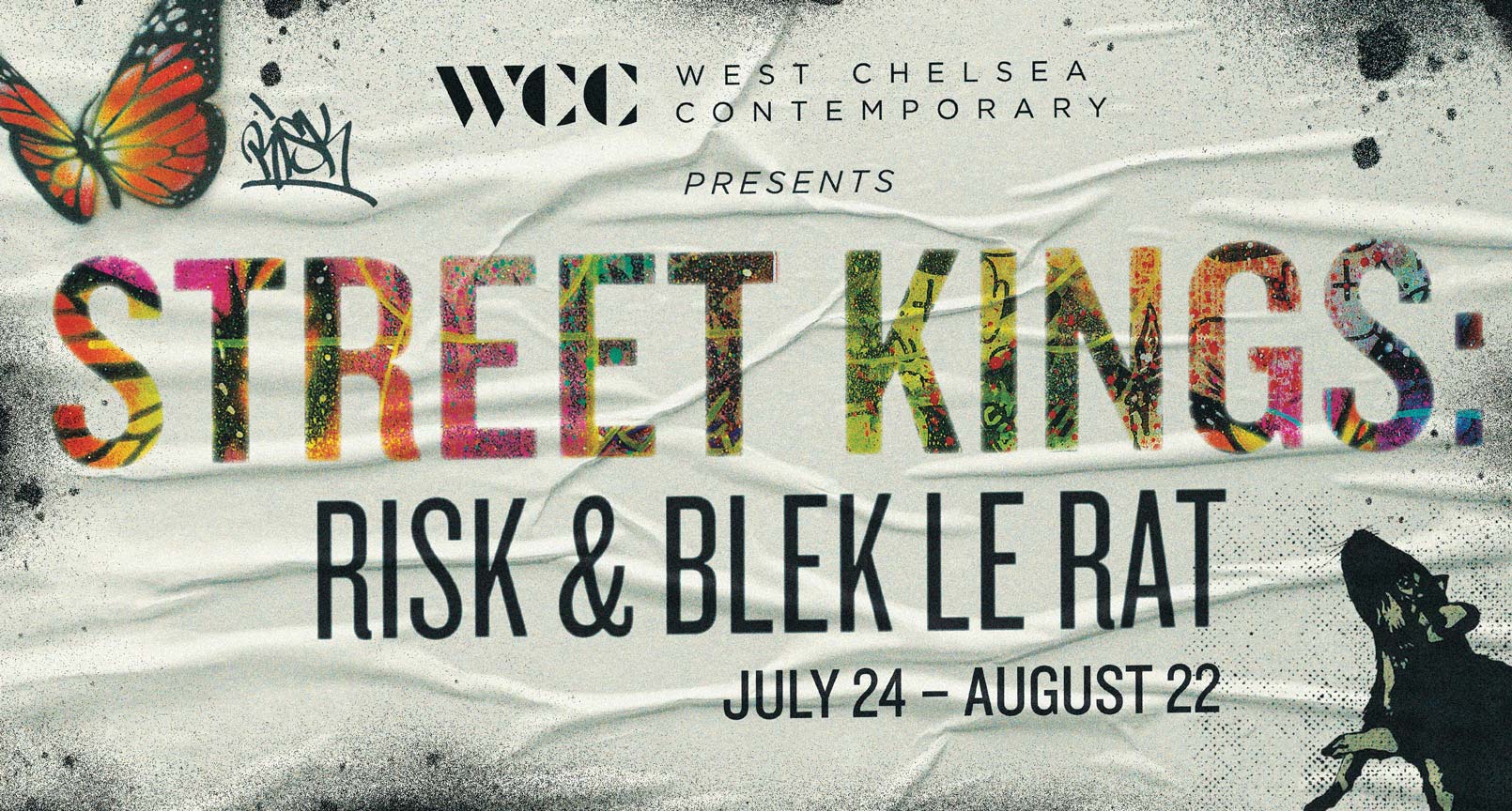 Key graphic design for art gallery West Chelsea Contemporary's Risk & Blek Le Rat street art show "Street Kings"