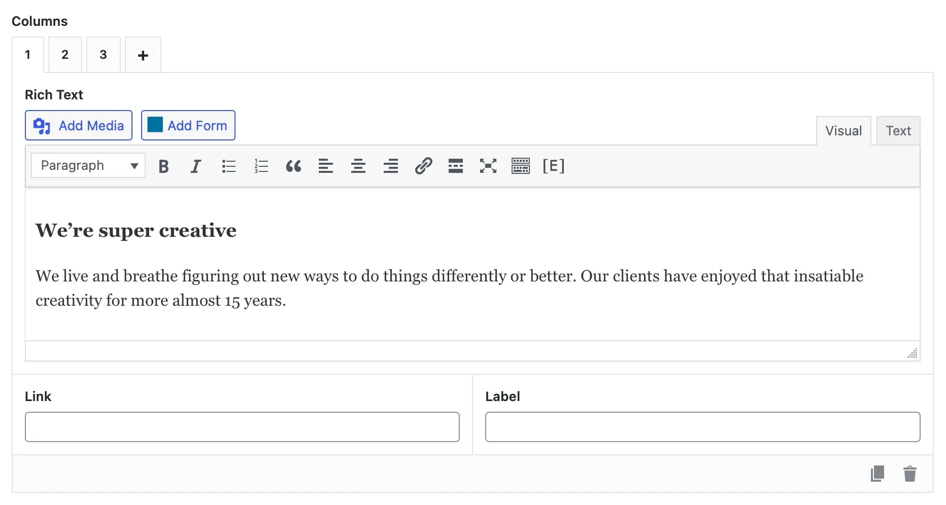 Example of Carbon Fields custom fields feature as used in the Tilted Chair Website.