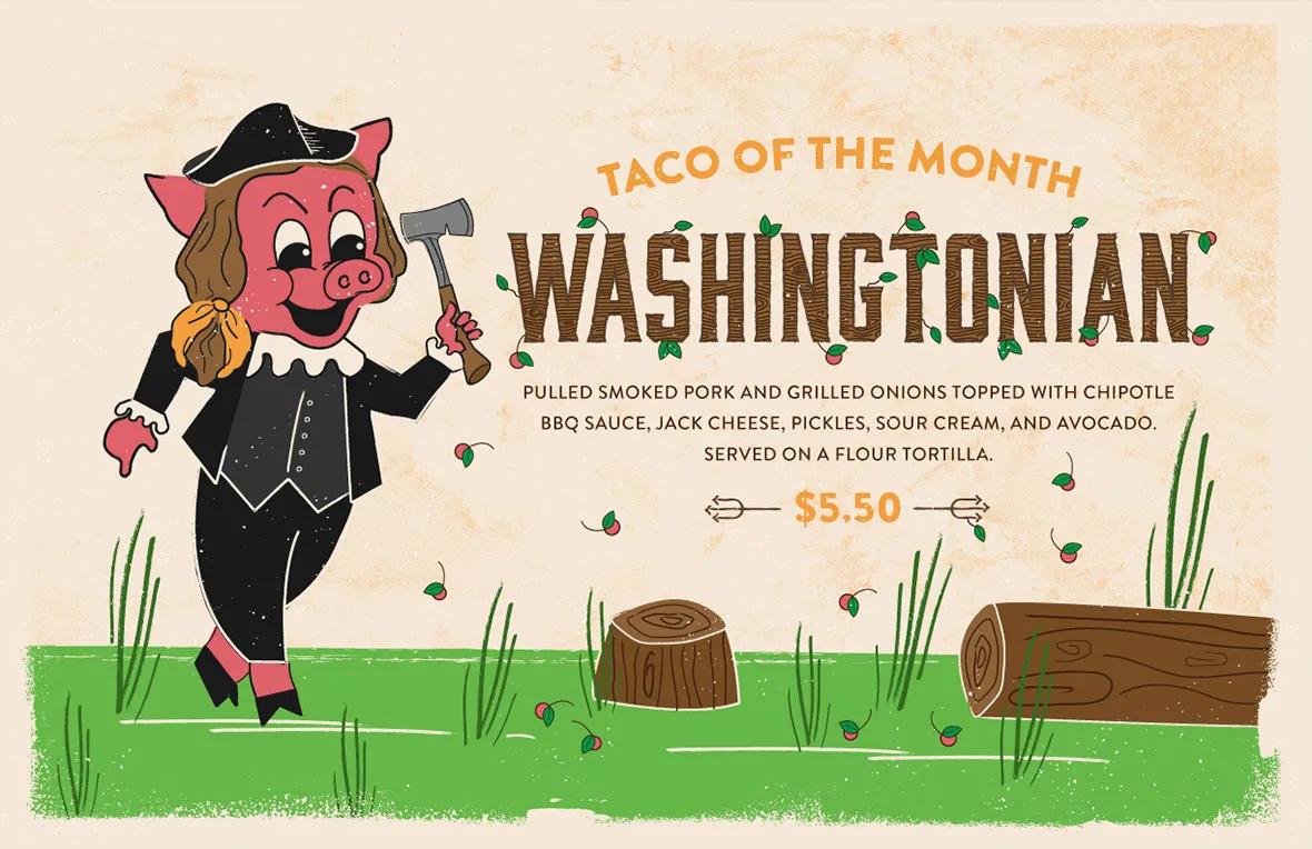 Graphic to promote torchy's taco of the month: Washingtonian
