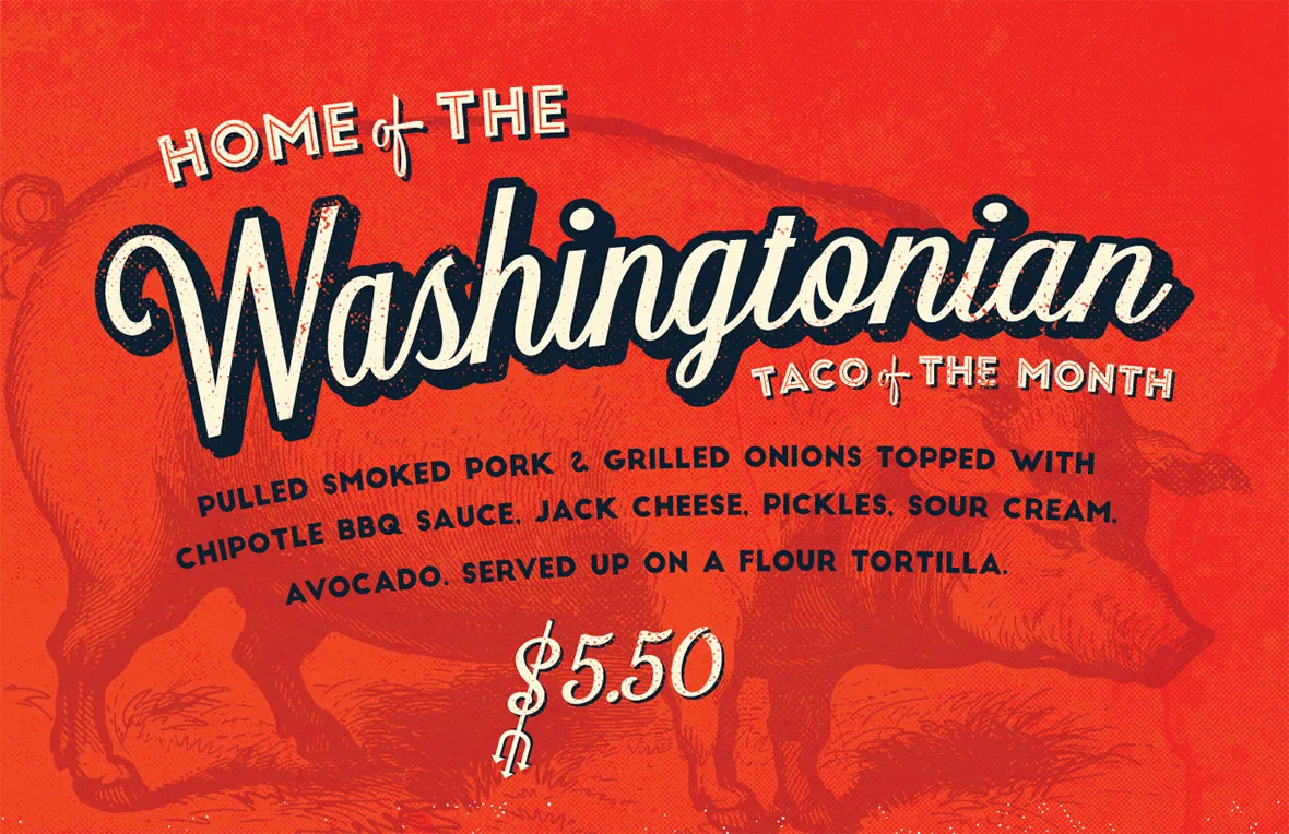 Graphic to promote torchy's taco of the month: the washingtonian