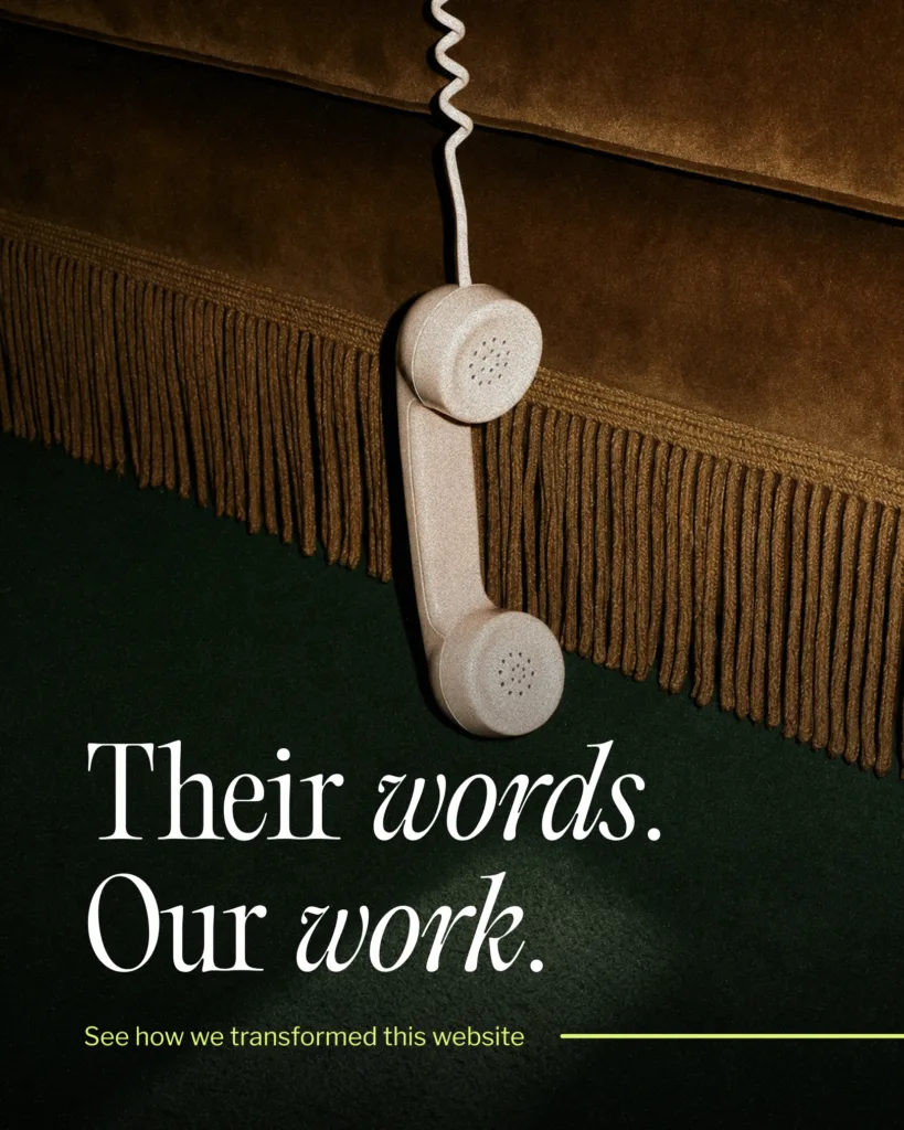 Retro phone for testimonials section "Their words. Our work."
