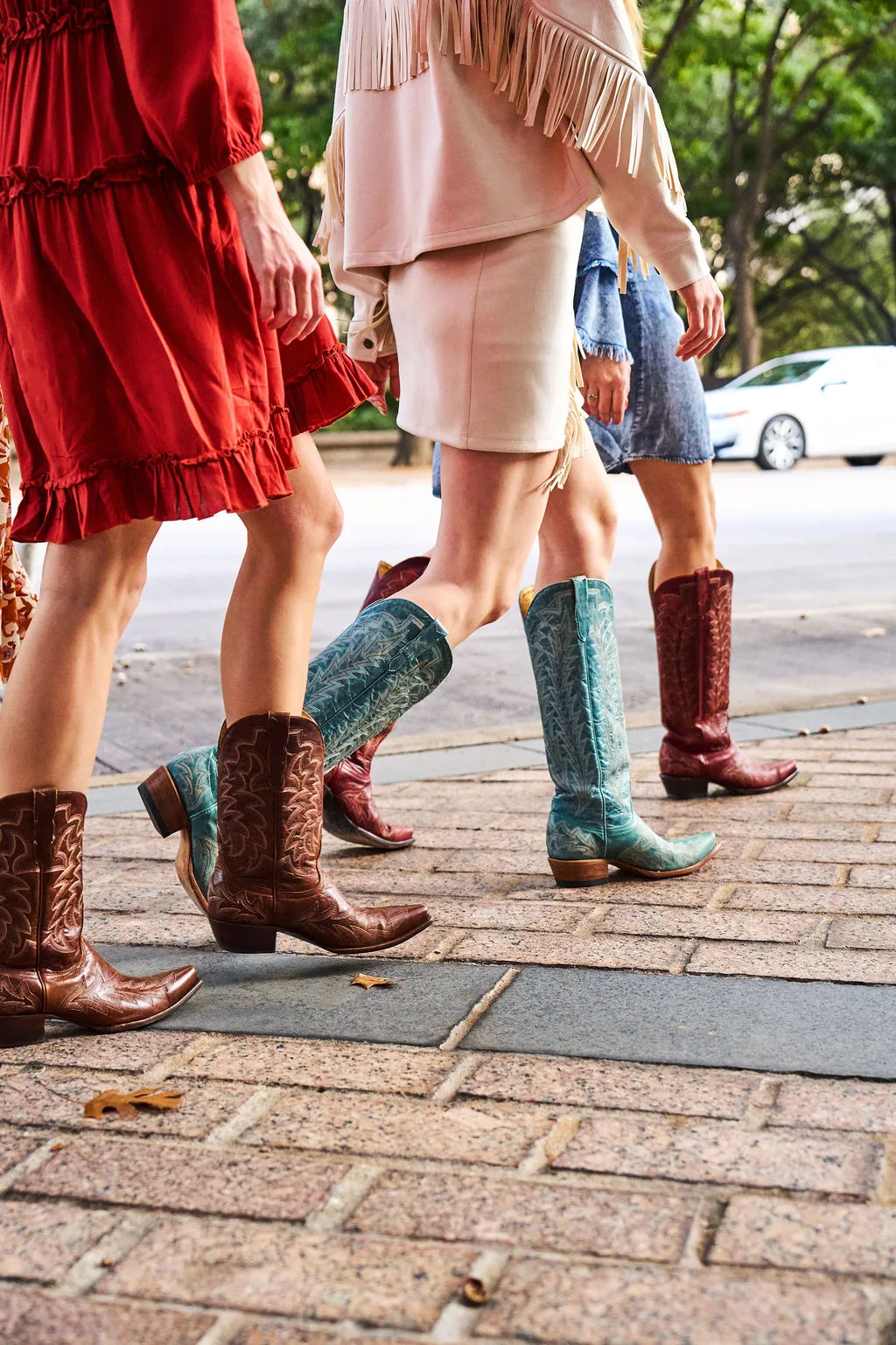 Women in Cavdender's boots walking on the street