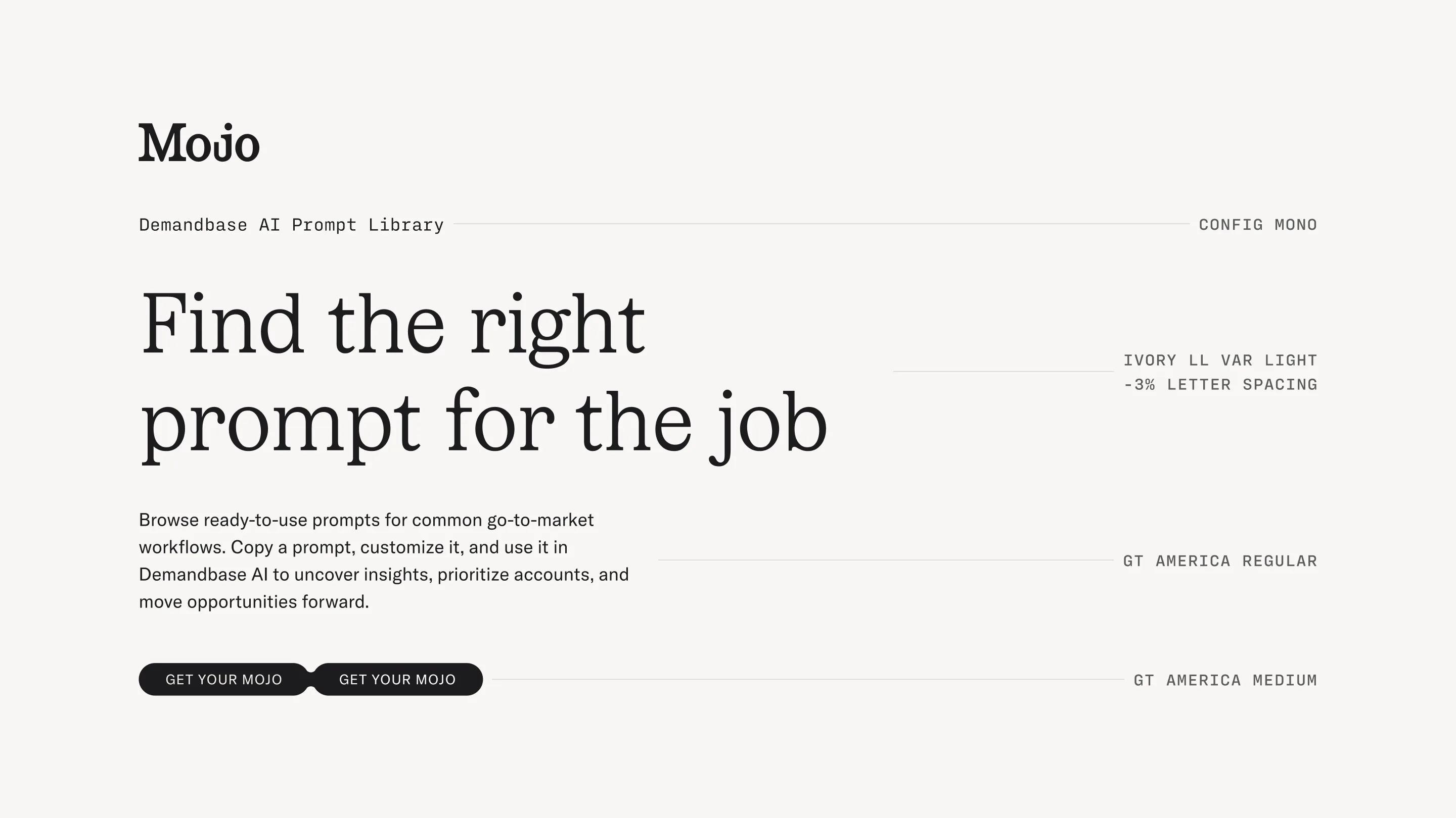 Mojo by Demandbase typography